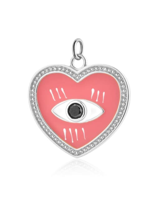 Platinum [B style] 925 Sterling Silver Cubic Zirconia Enamel Trend Heart Pendant